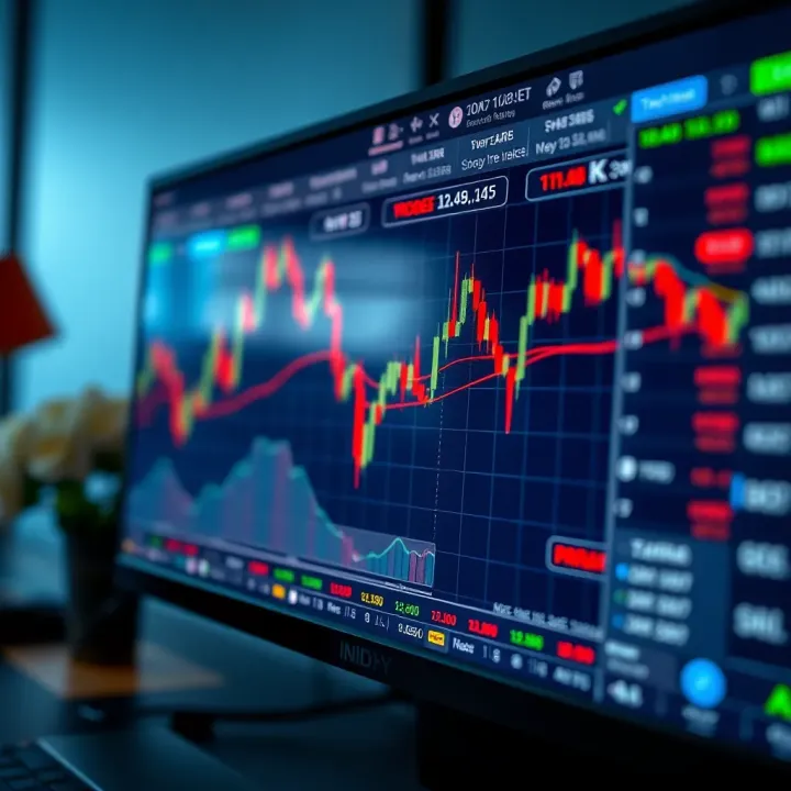 Illustration of a computer screen showing a forex trading platform with Kenyan financial indicators