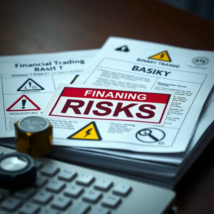 Conceptual graphic depicting financial risks and regulations with warning icons and official documents