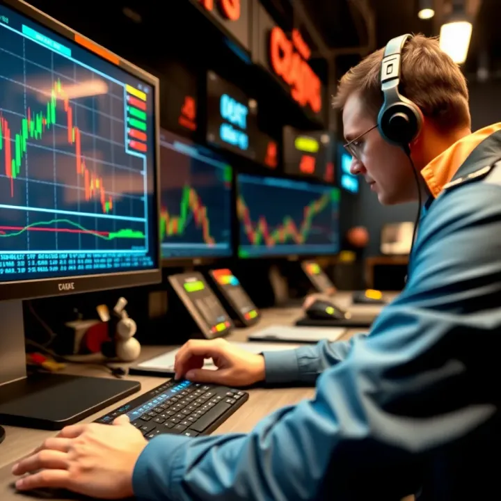 Illustration of a trader analyzing multiple forex signal sources on a digital dashboard