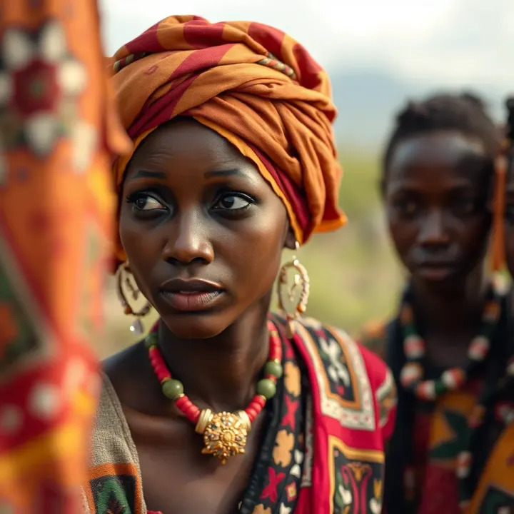 Abstract depiction of cultural elements reflecting Kenyan traditions alongside non-binary identity expressions