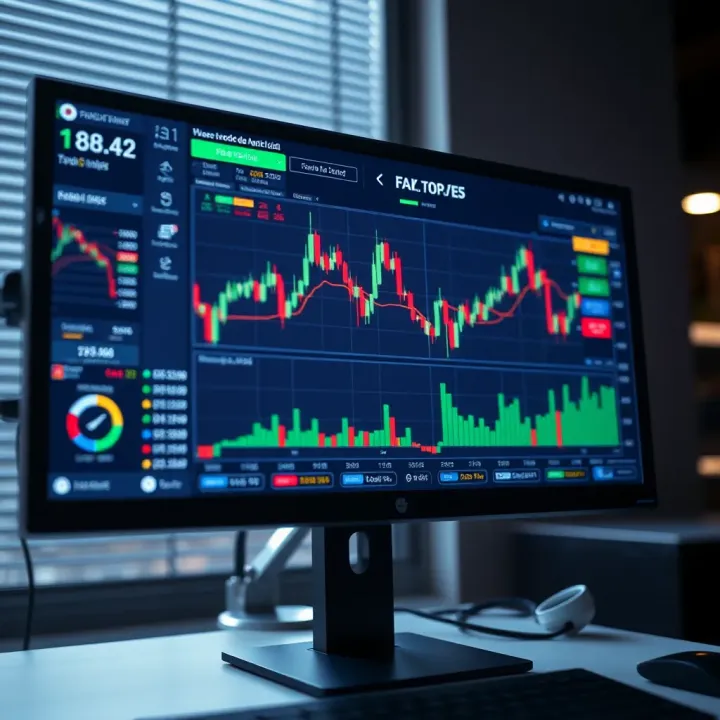 Computer screen displaying forex trading platform with charts and risk management tools
