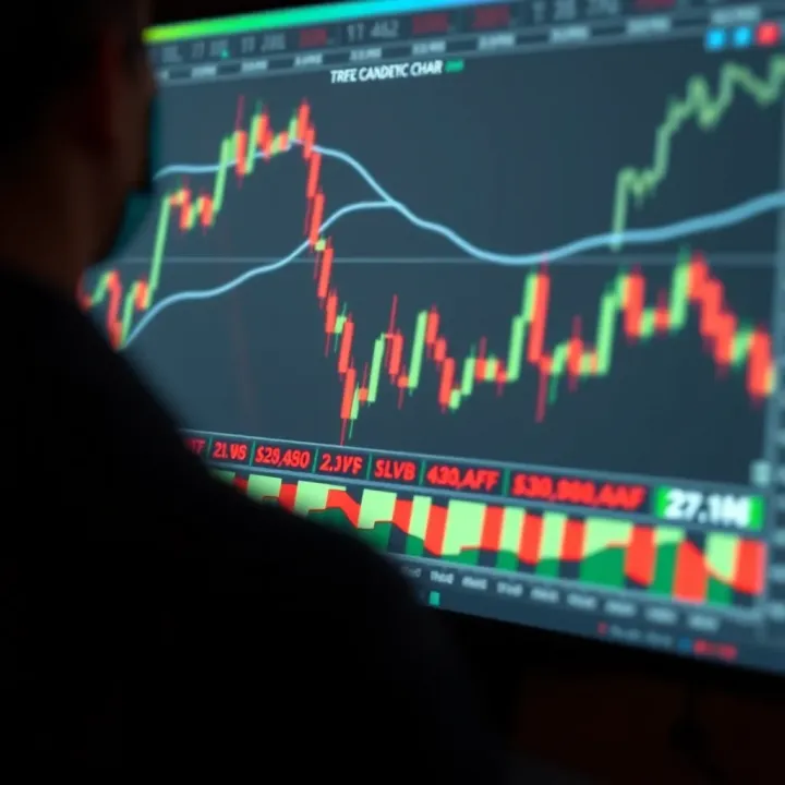 Illustration showing a variety of candlestick chart patterns used to analyze market trends