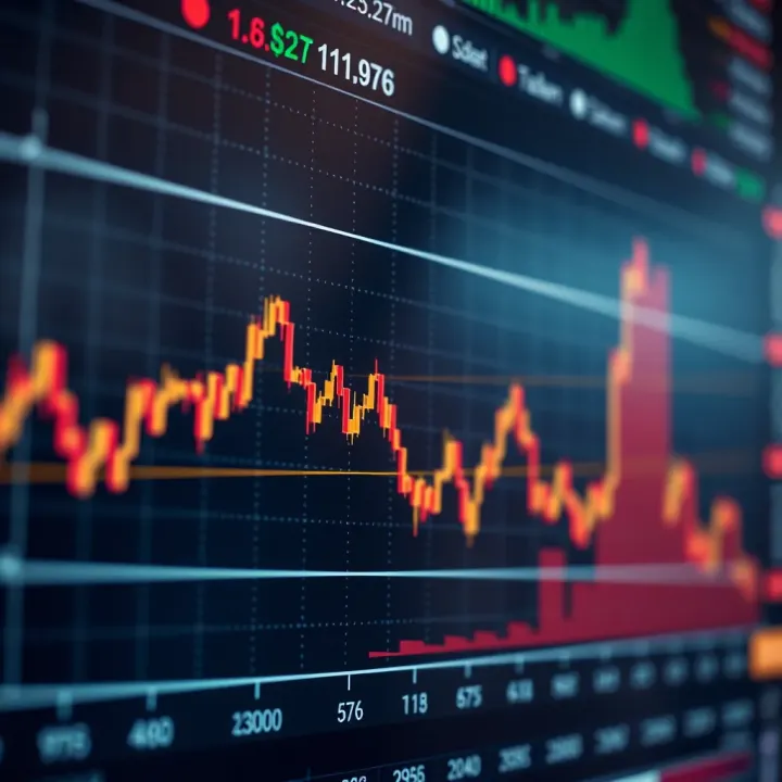 Graph showing upward and downward trends in forex currency trading