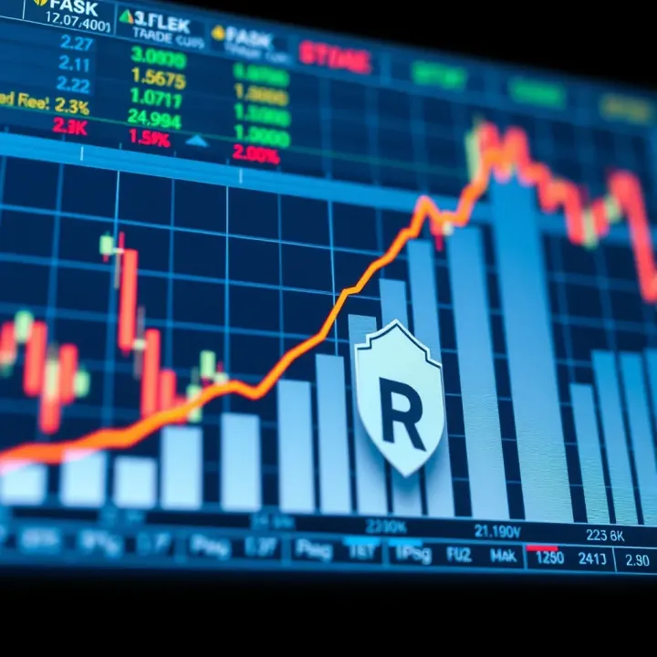 Graph showcasing risk management strategies with upward growth and protective shield icons