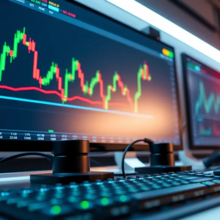 Automated forex trading software displaying currency charts and real-time trade execution
