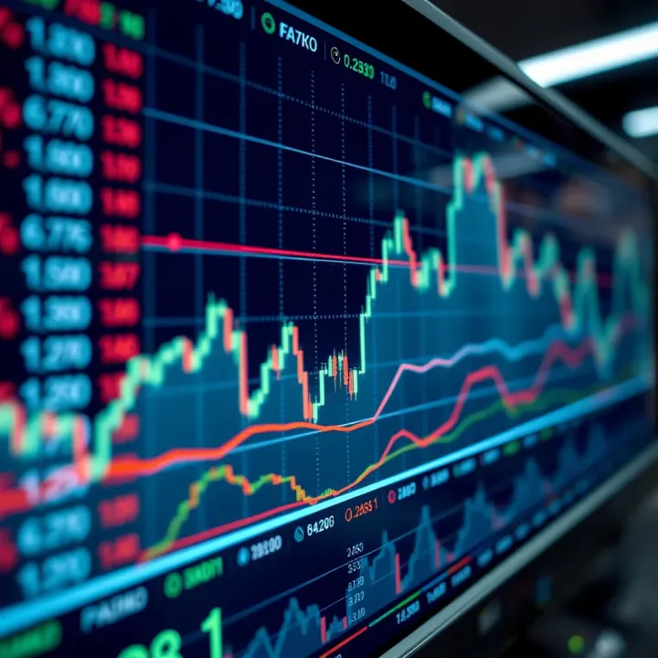 Graph showing currency exchange rates on a digital trading platform