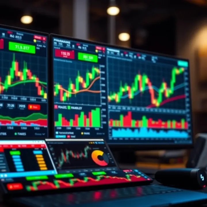 User interface of a forex trading platform with charts and market analysis tools