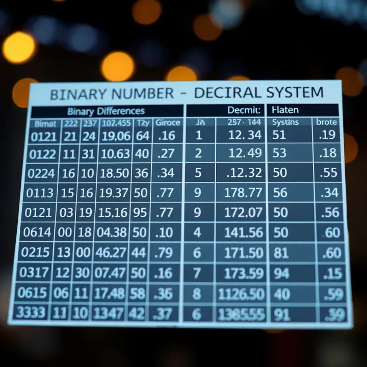 Conceptual comparison chart showing differences between binary and decimal numeral systems