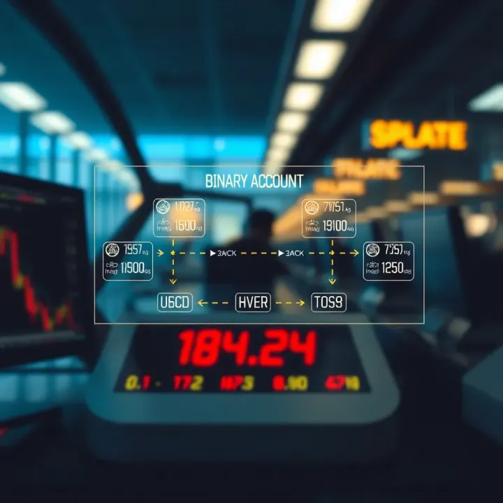 Diagram illustrating the structure and flow of a binary account trading platform