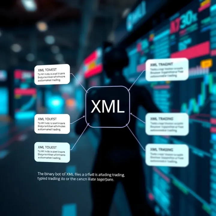 Diagram showing key components and structure of XML files used in binary trading bots