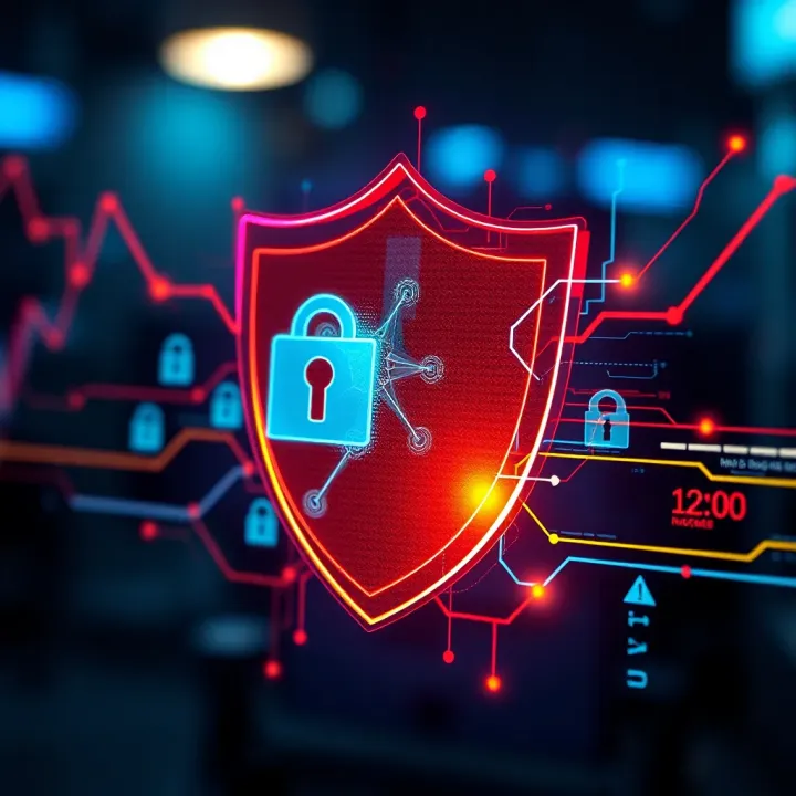 Cybersecurity Shield Featuring Binary Elements for Digital Protection Conceptual visualization of cybersecurity shield integrating binary elements, highlighting protection against digital threats