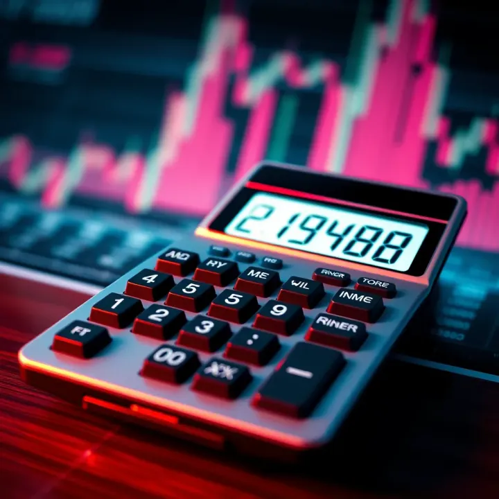 Visual of digital binary calculator performing arithmetic operations