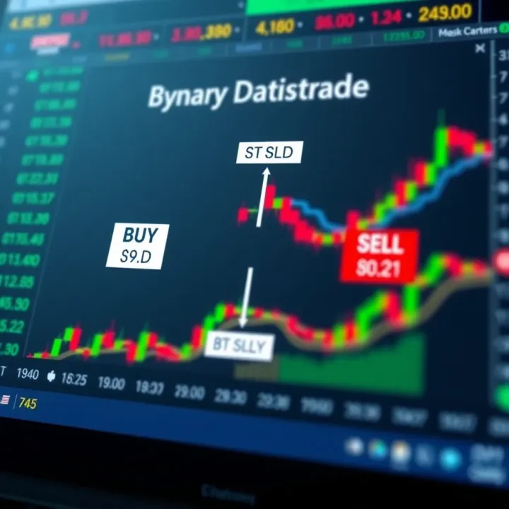 Diagram illustrating the concept of binary options trading with buy and sell outcomes