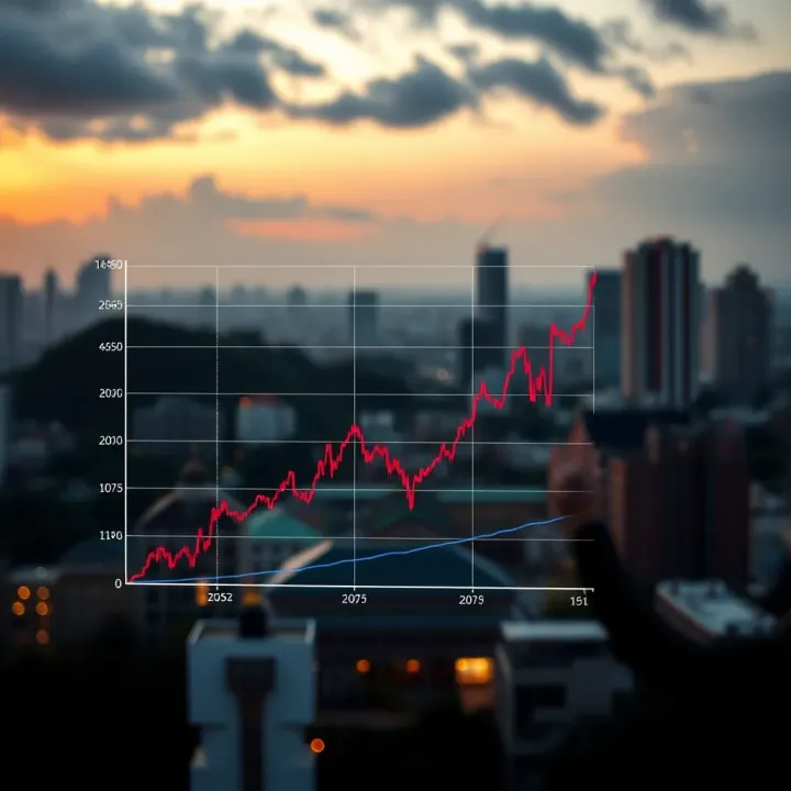 Graph depicting risk and reward balance in binary options trading against a backdrop of Nairobi cityscape