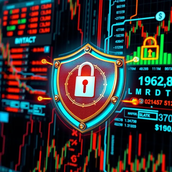 Secure shield protecting financial data with abstract cyber security elements