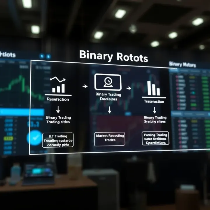 Diagram showing the flow of automated trading decisions in a binary options market environment