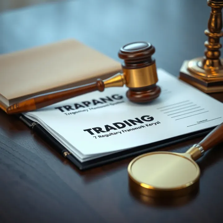 Conceptual illustration of legal documents and a gavel representing trading regulations