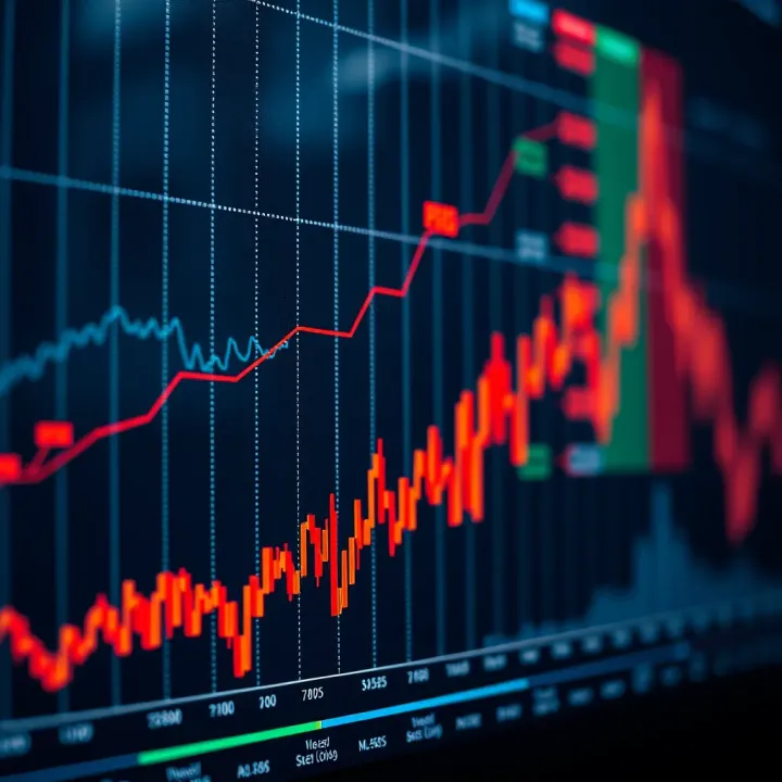 Graph showing upward and downward price movement trends in binary trading