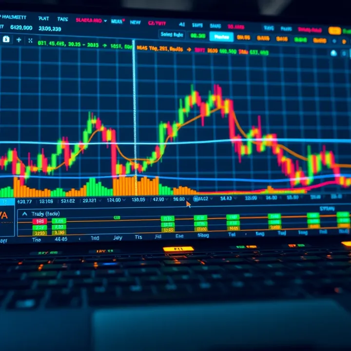 Overview of a digital platform interface displaying cryptocurrency price charts and trading options