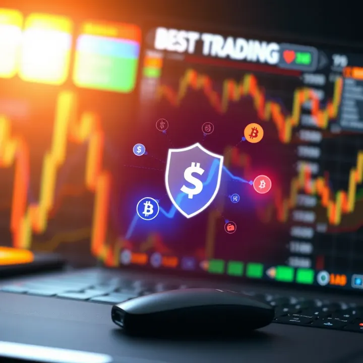 Conceptual graphic showing security shield with cryptocurrency symbols representing protection features