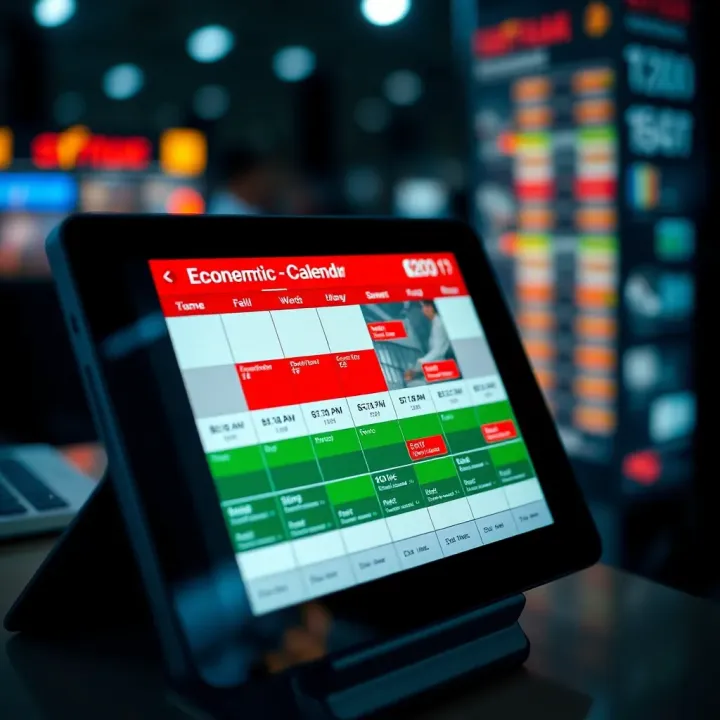 Economic calendar displayed on a digital device highlighting key market dates