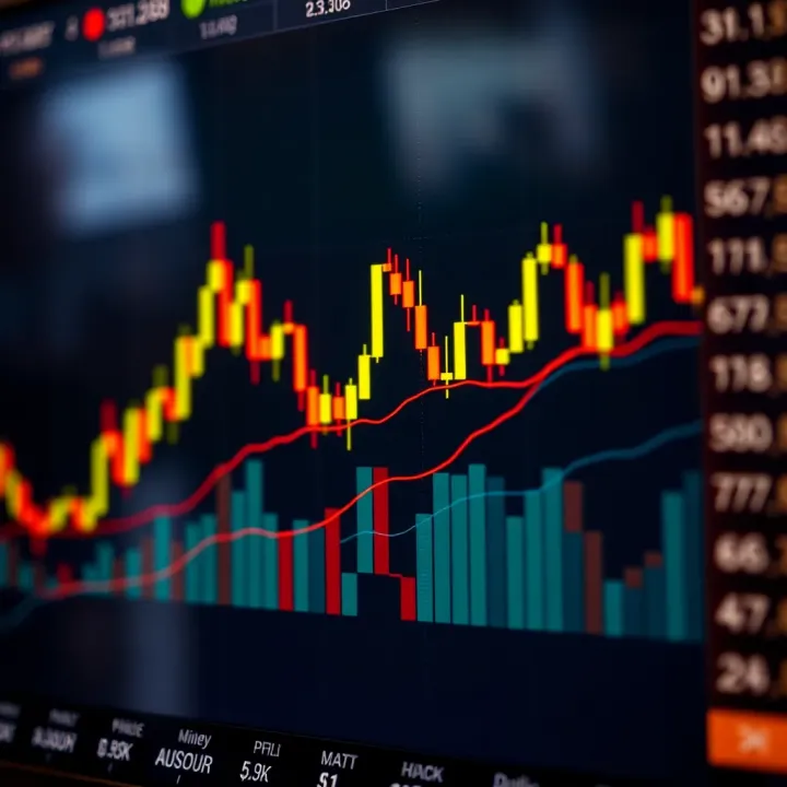 Candlestick chart displaying currency price movements over time