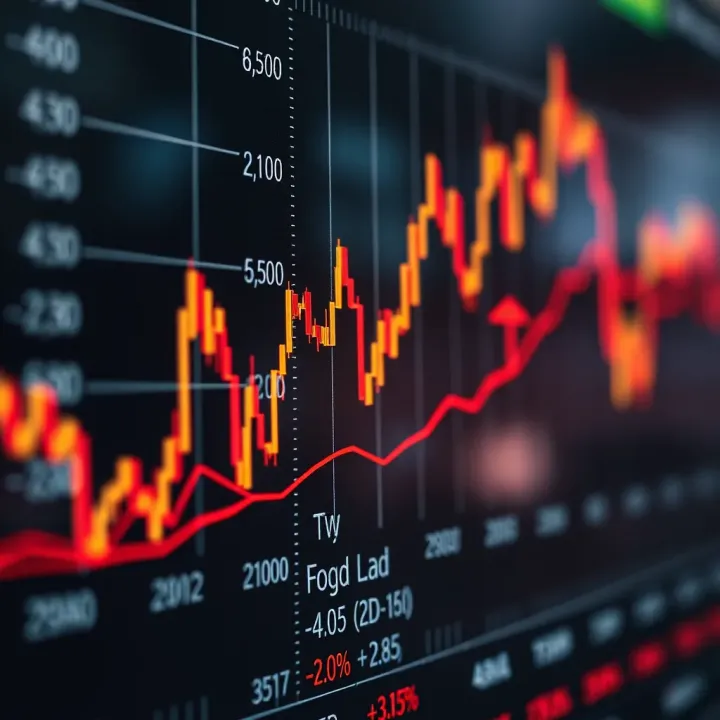 Graph displaying fluctuating currency exchange rates in the forex market