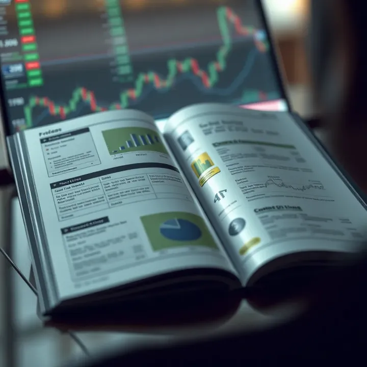 Open forex trading e-book displaying charts and currency symbols on a digital tablet