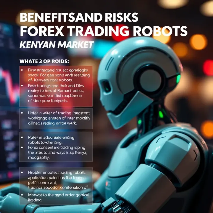 Graphic illustrating advantages and potential risks of using forex trading robots in Kenyan market
