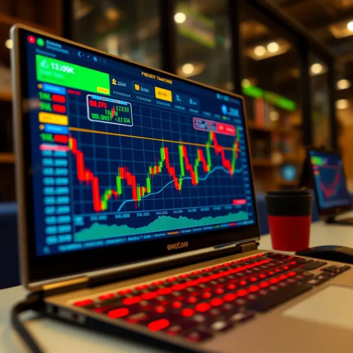 Illustration of a digital trading platform displaying forex market data and risk management tools