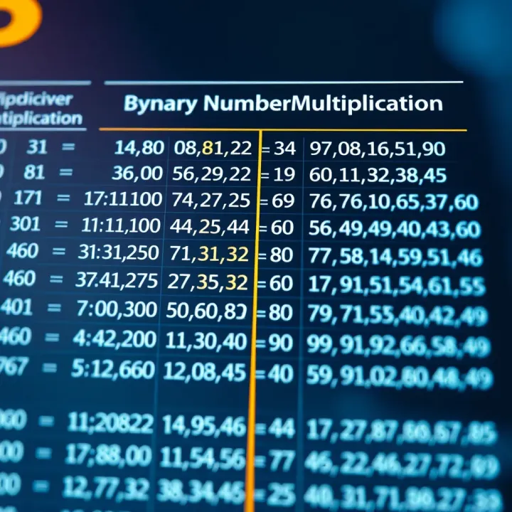 Comparison chart showing differences between binary and decimal multiplication methods