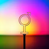 Symbol representing gender diversity and inclusion with a colorful spectrum background