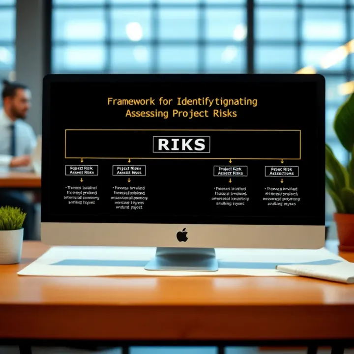 Diagram showing the flow of identifying and assessing risks in a project within a business environment